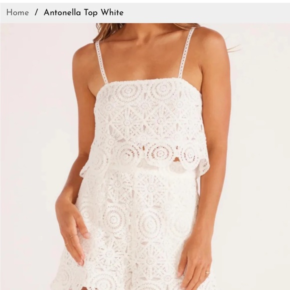 NWT MINKPINK Antonella Ivory Crochet Lace Top Size XS - Picture 2 of 8